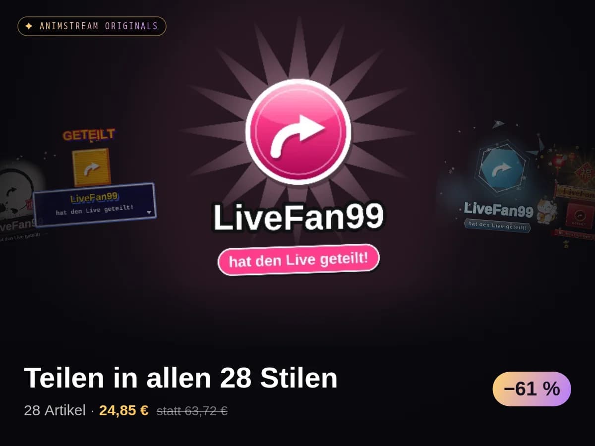 Teilen in allen 28 Stilen