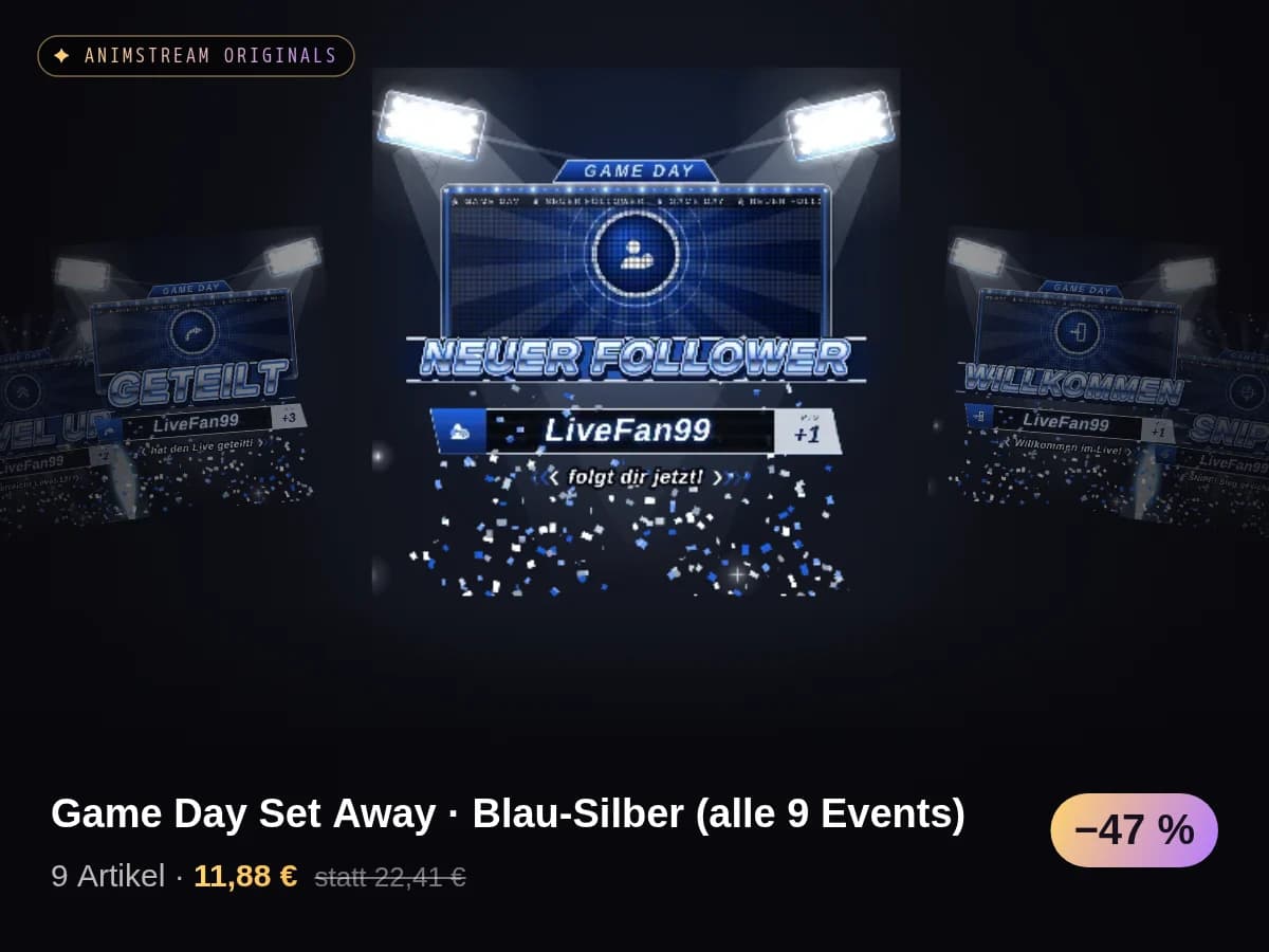 Game Day Set Away · Blau-Silber (alle 9 Events)