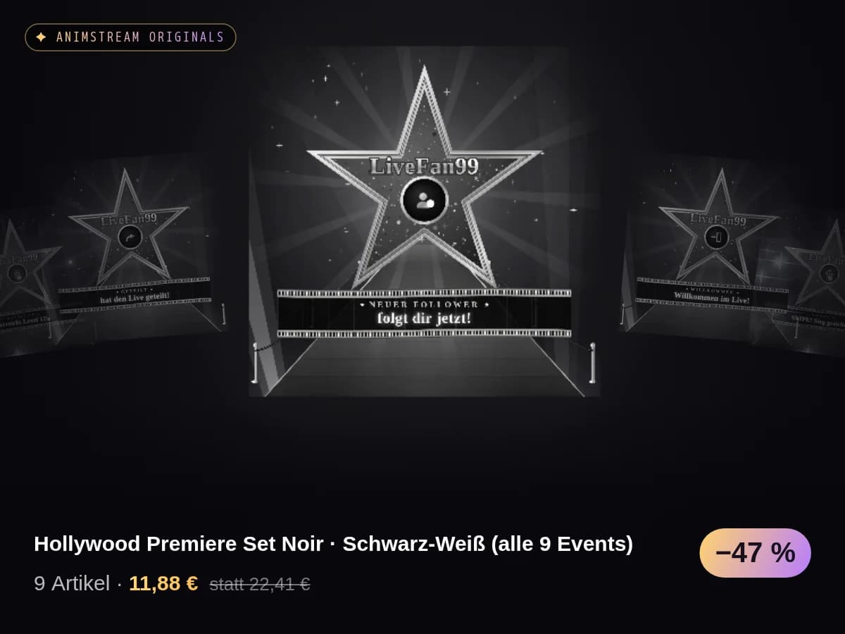 Hollywood Premiere Set Noir · Schwarz-Weiß (alle 9 Events)