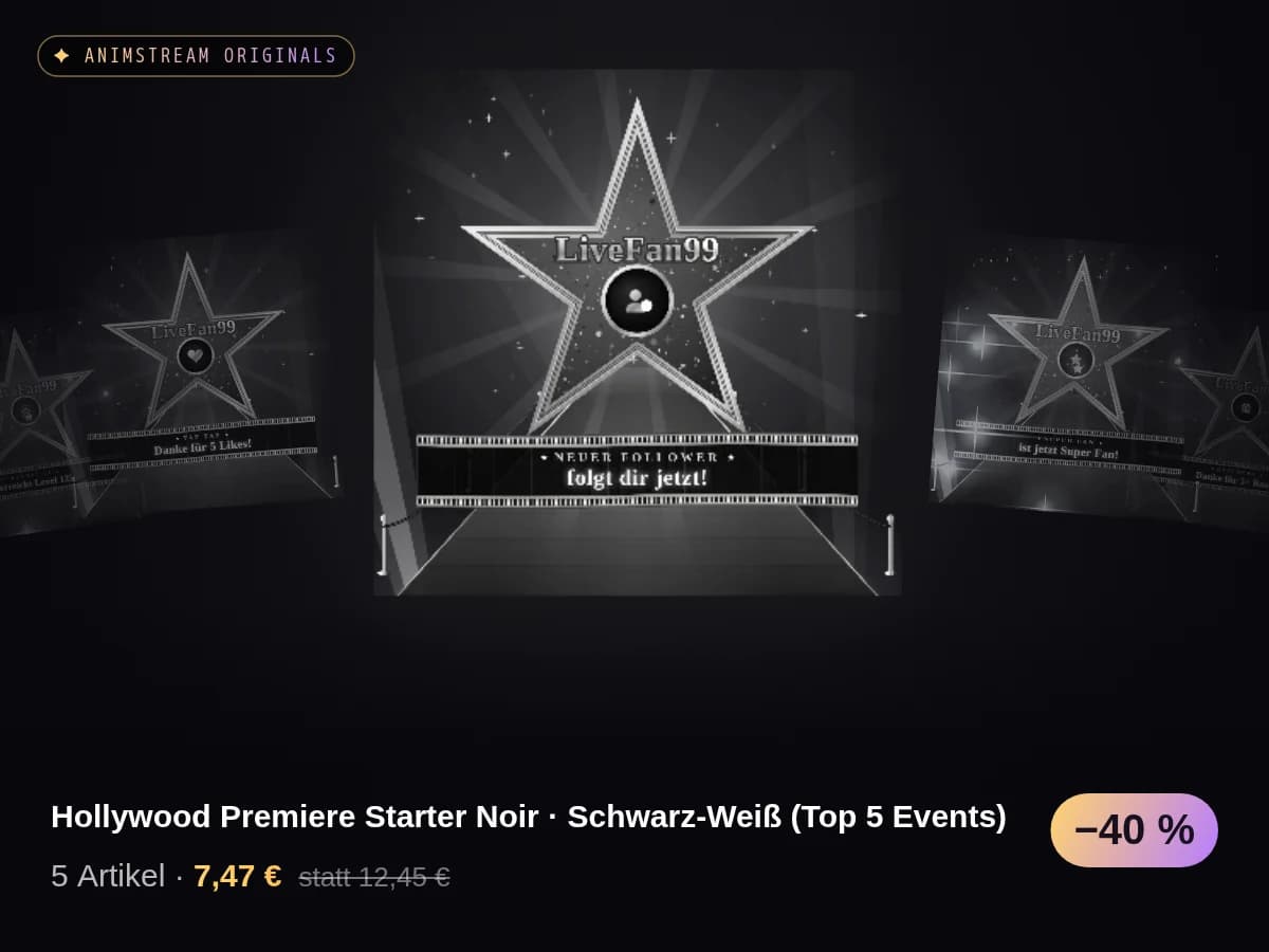 Hollywood Premiere Starter Noir · Schwarz-Weiß (Top 5 Events)