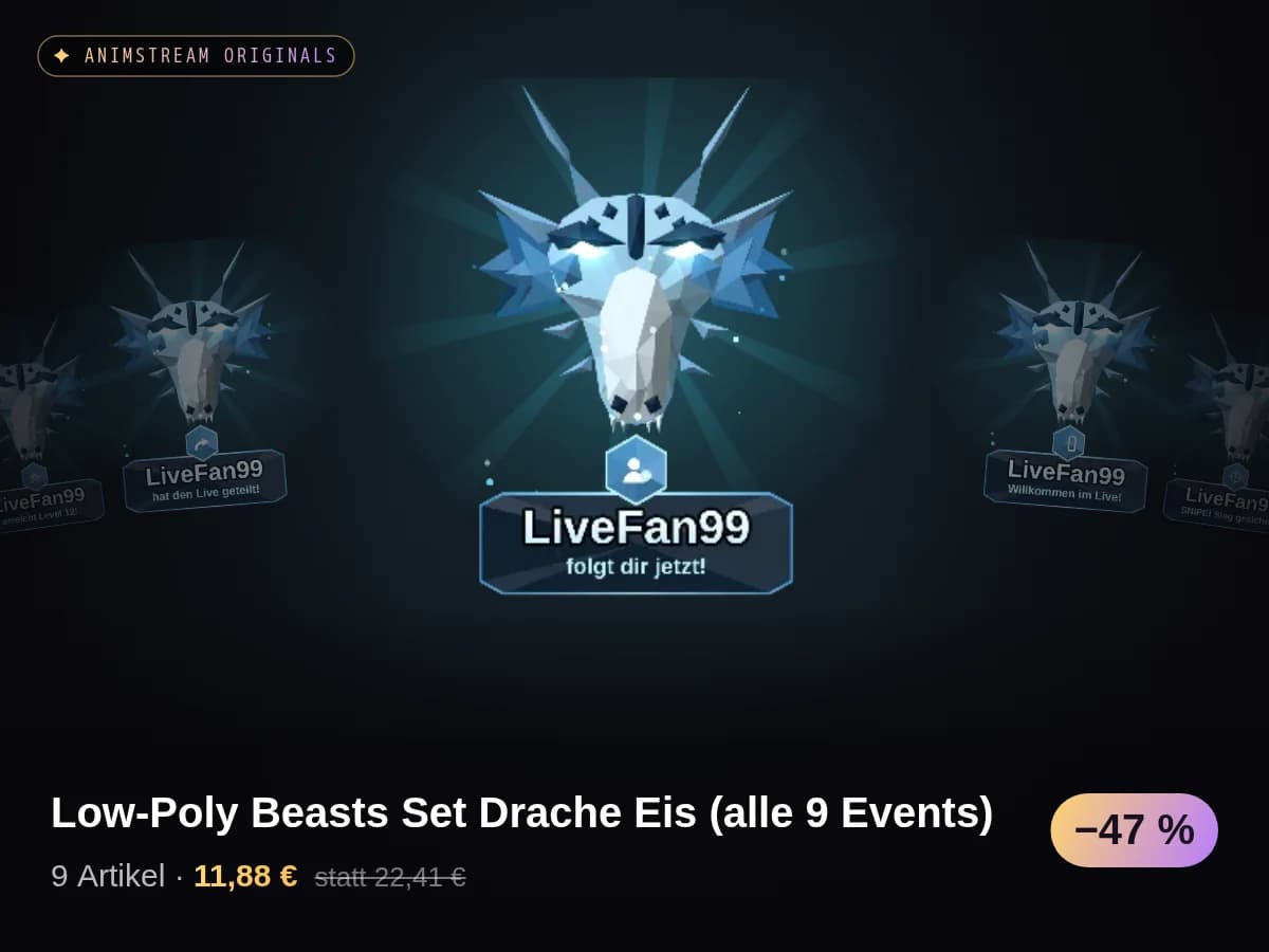 Low-Poly Beasts Set Drache Eis (alle 9 Events)
