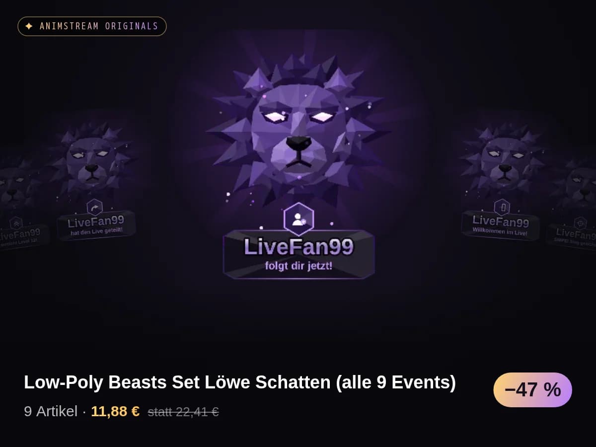 Low-Poly Beasts Set Löwe Schatten (alle 9 Events)
