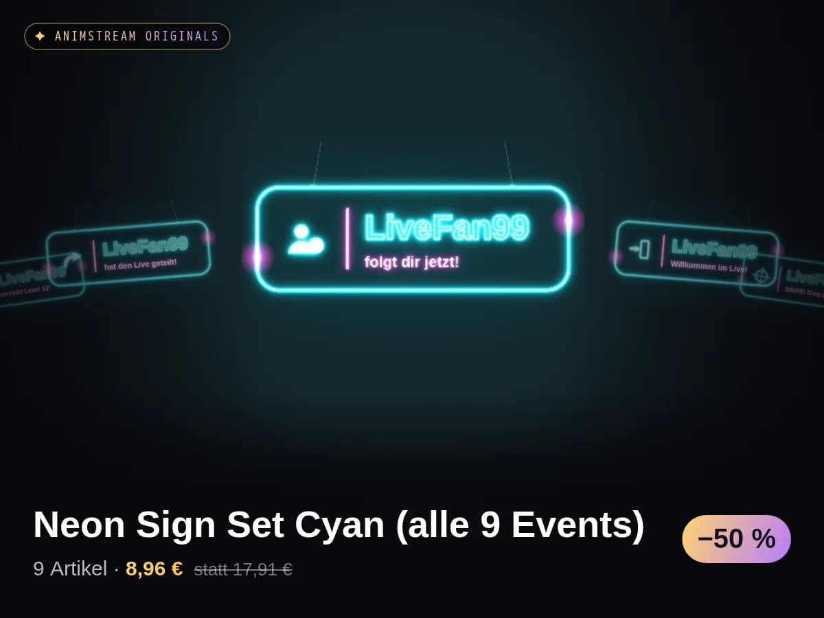 Neon Sign Set Cyan (alle 9 Events)