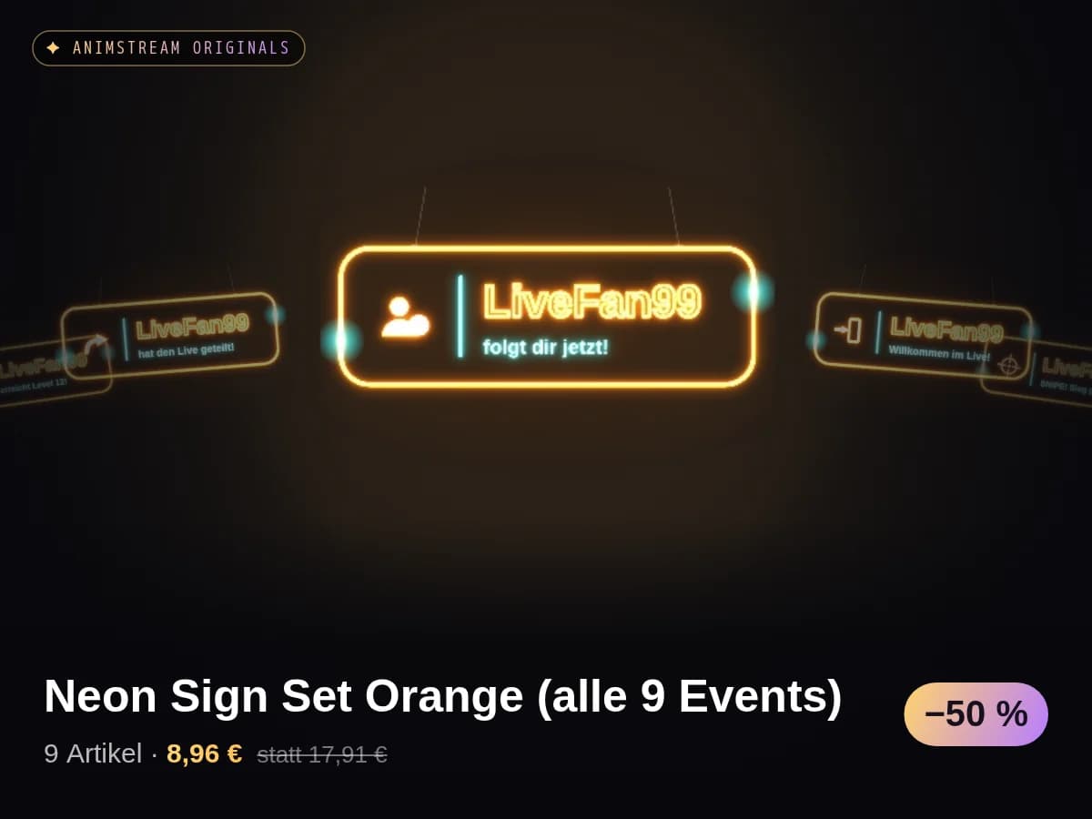 Neon Sign Set Orange (alle 9 Events)