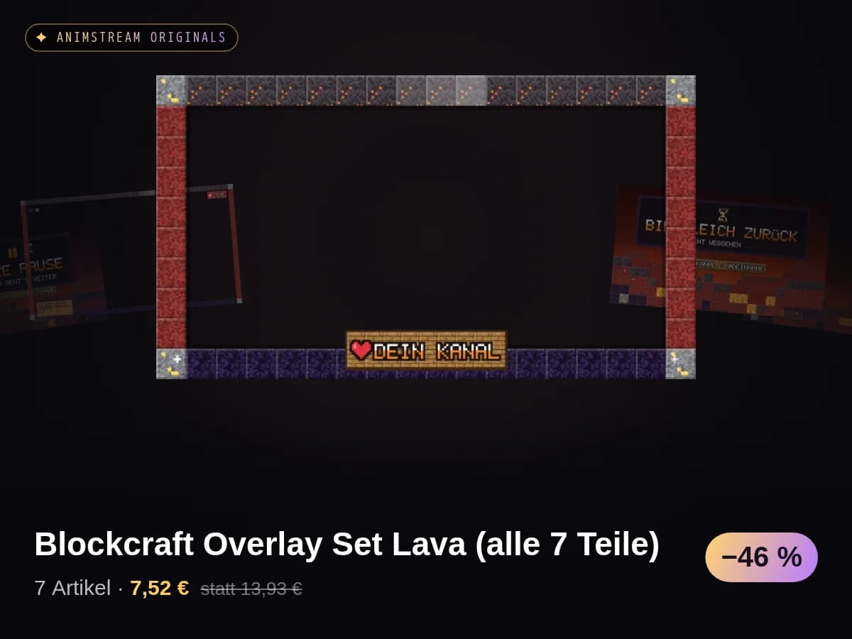 Blockcraft Overlay Set Lava (alle 7 Teile)