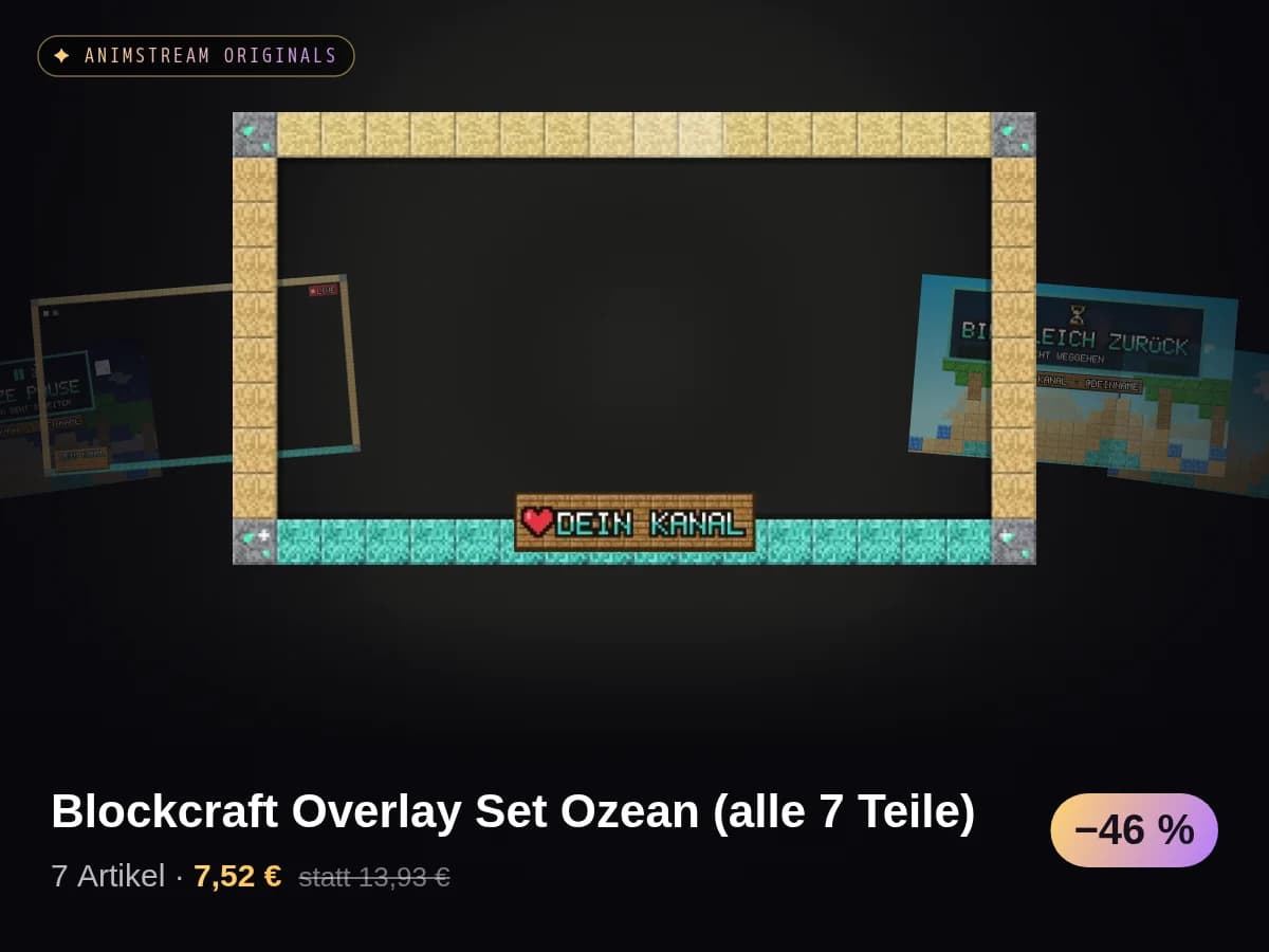 Blockcraft Overlay Set Ozean (alle 7 Teile)