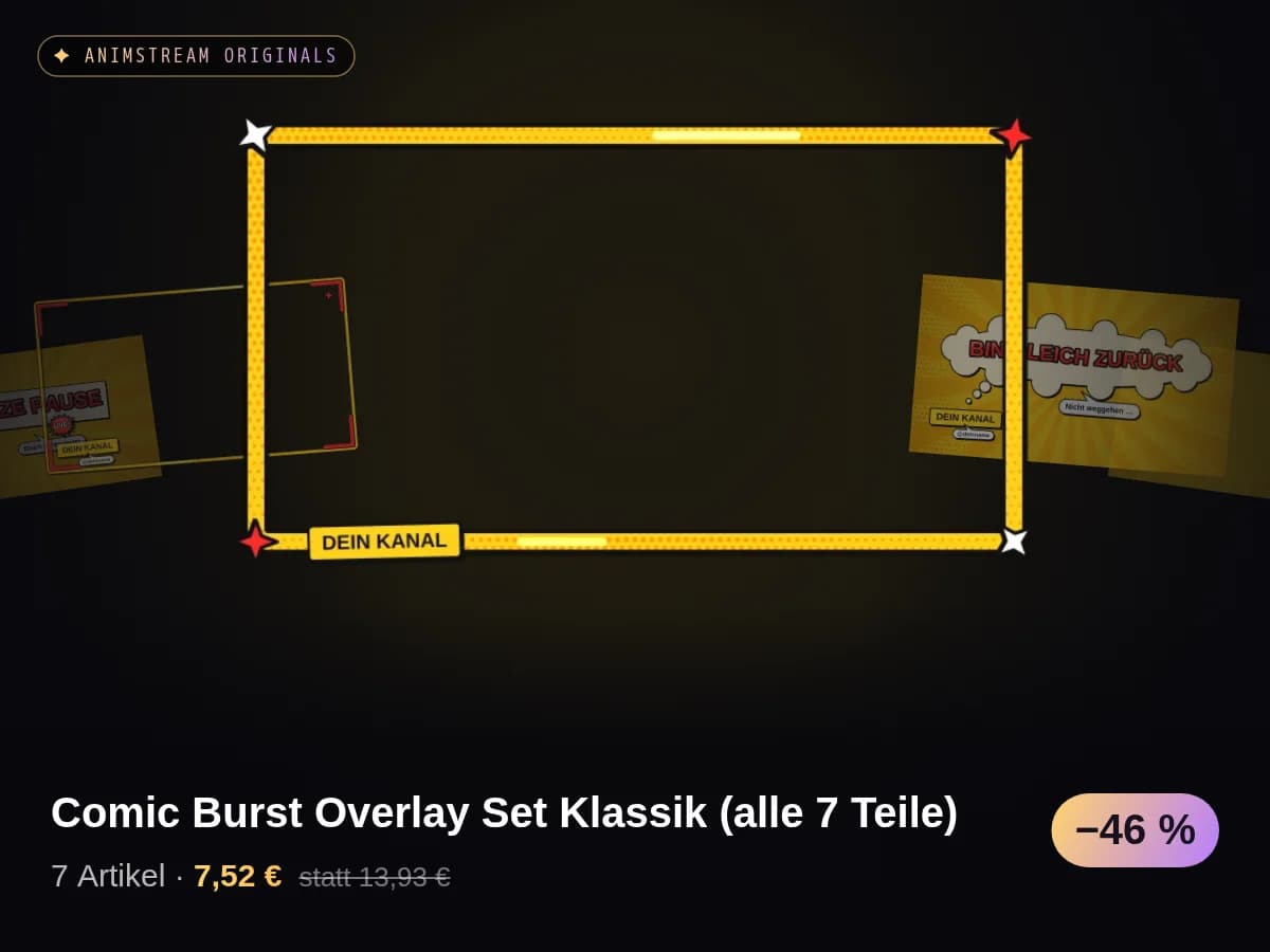 Comic Burst Overlay Set Klassik (alle 7 Teile)