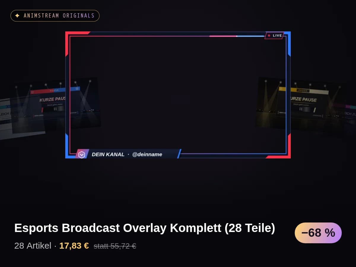 Esports Broadcast Overlay Komplett (28 Teile)