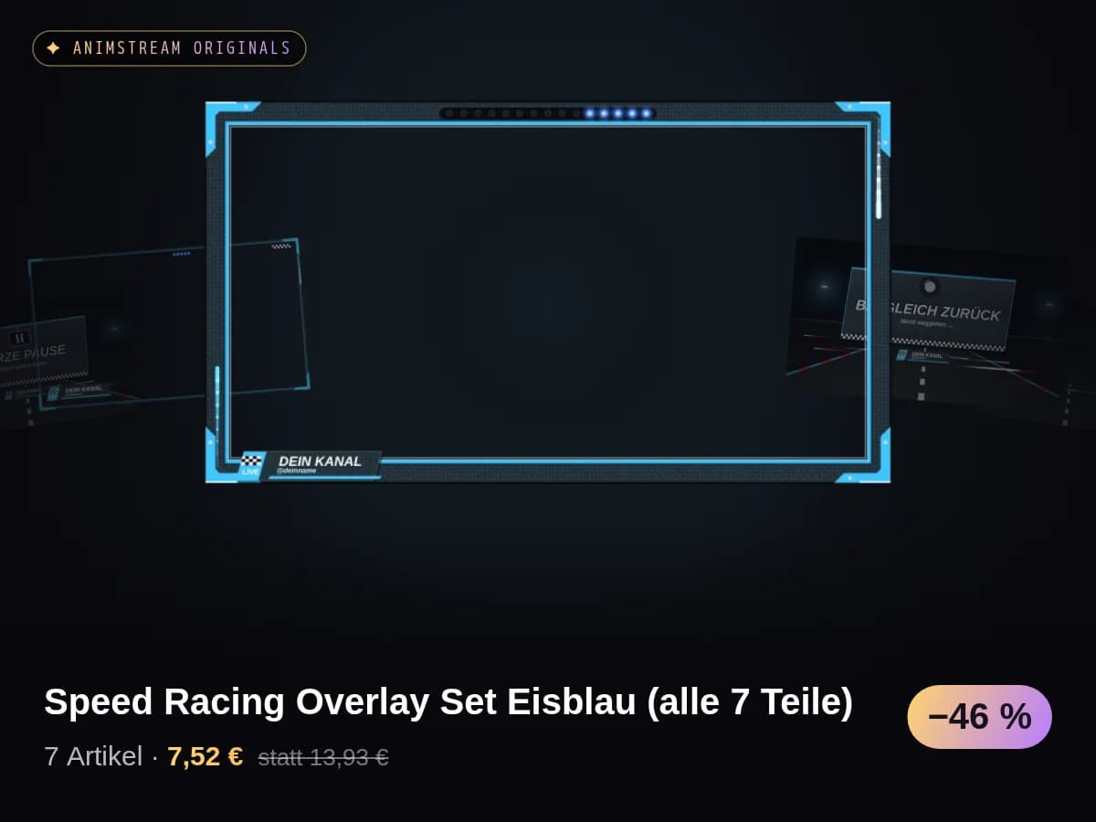 Speed Racing Overlay Set Eisblau (alle 7 Teile)