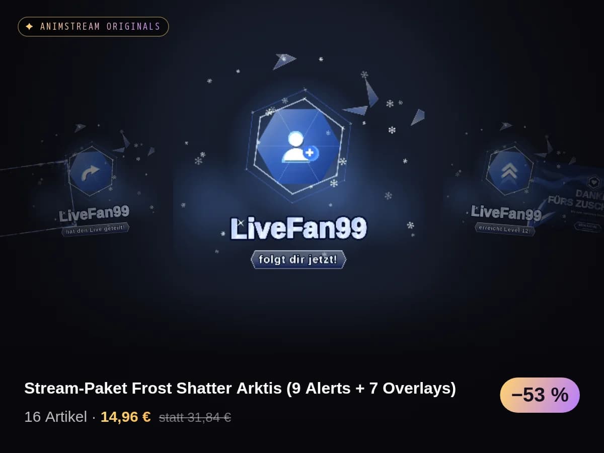 Stream-Paket Frost Shatter Arktis (9 Alerts + 7 Overlays)