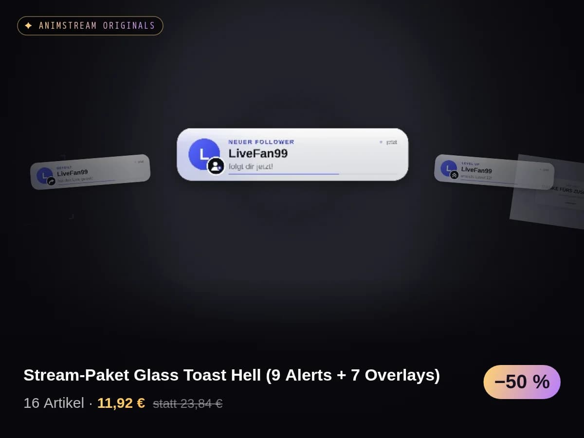 Stream-Paket Glass Toast Hell (9 Alerts + 7 Overlays)