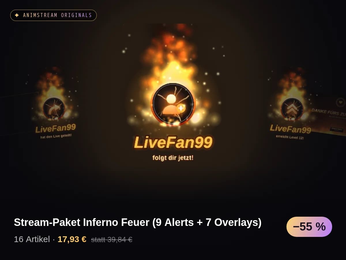 Stream-Paket Inferno Feuer (9 Alerts + 7 Overlays)
