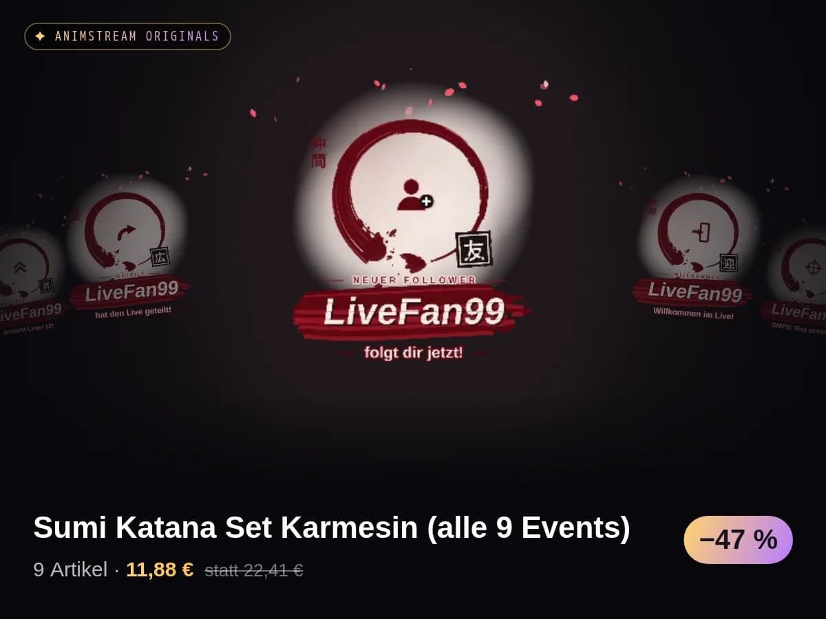 Sumi Katana Set Karmesin (alle 9 Events)