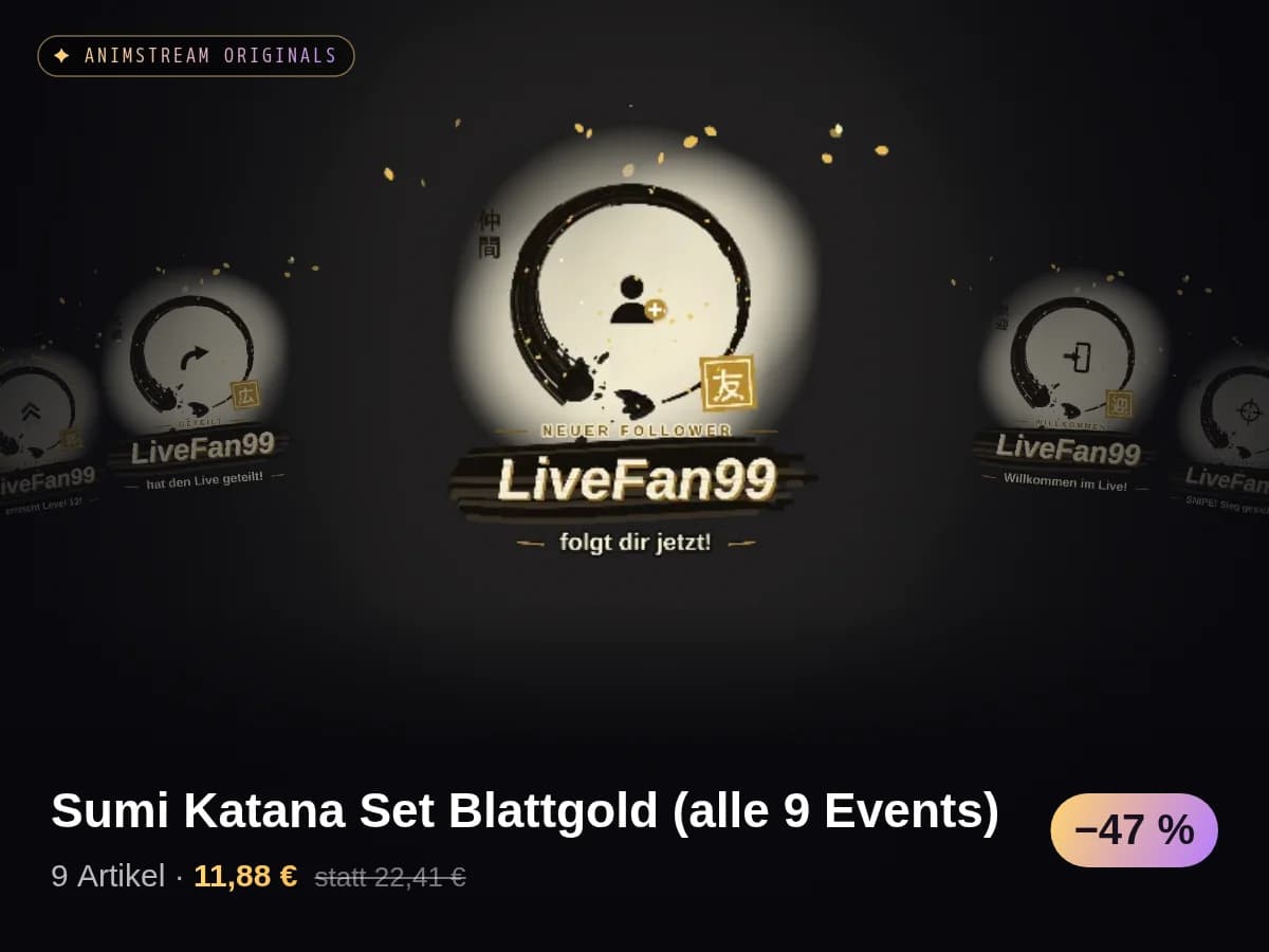 Sumi Katana Set Blattgold (alle 9 Events)