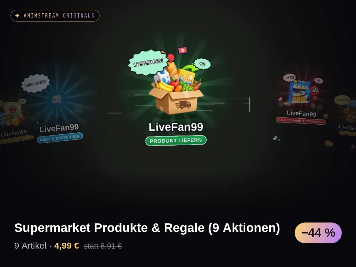 Supermarket Produkte & Regale (9 Aktionen)