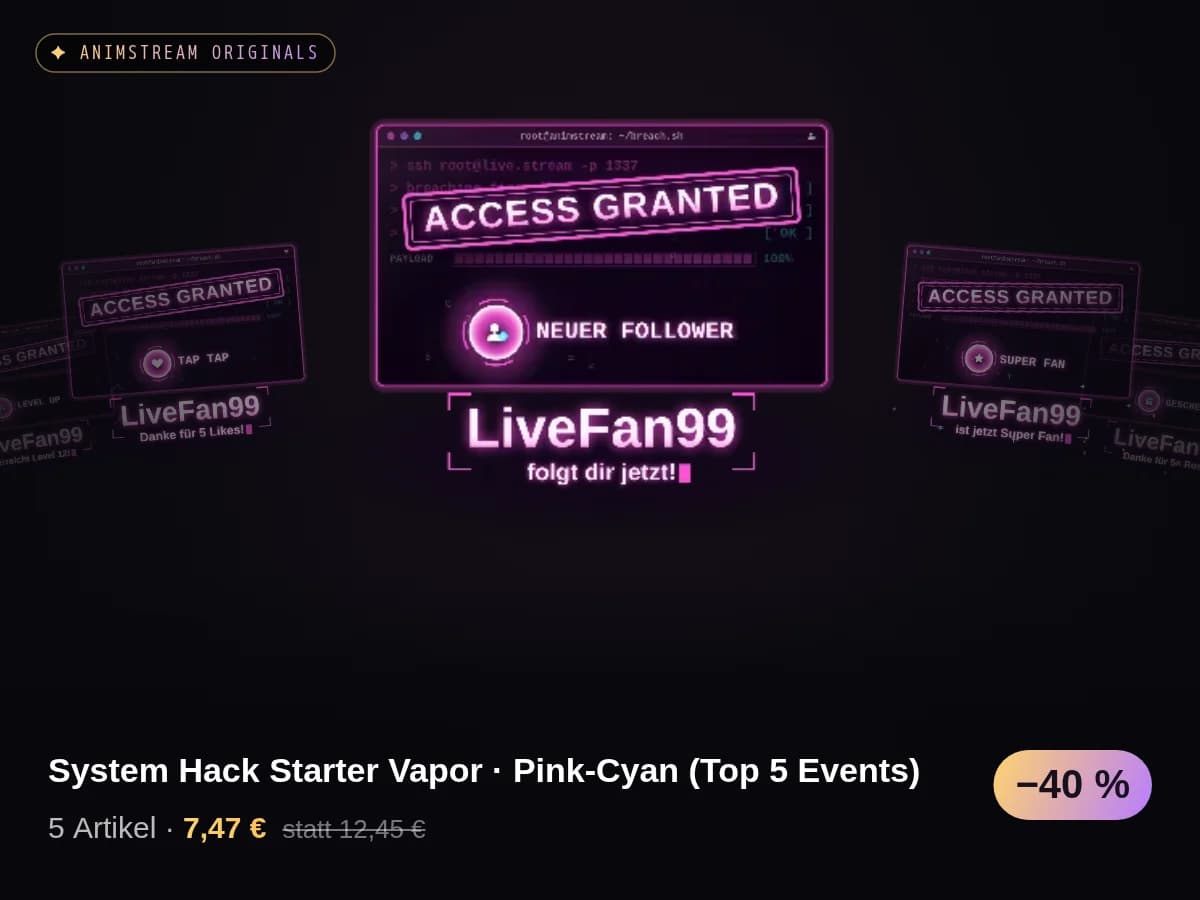 System Hack Starter Vapor · Pink-Cyan (Top 5 Events)