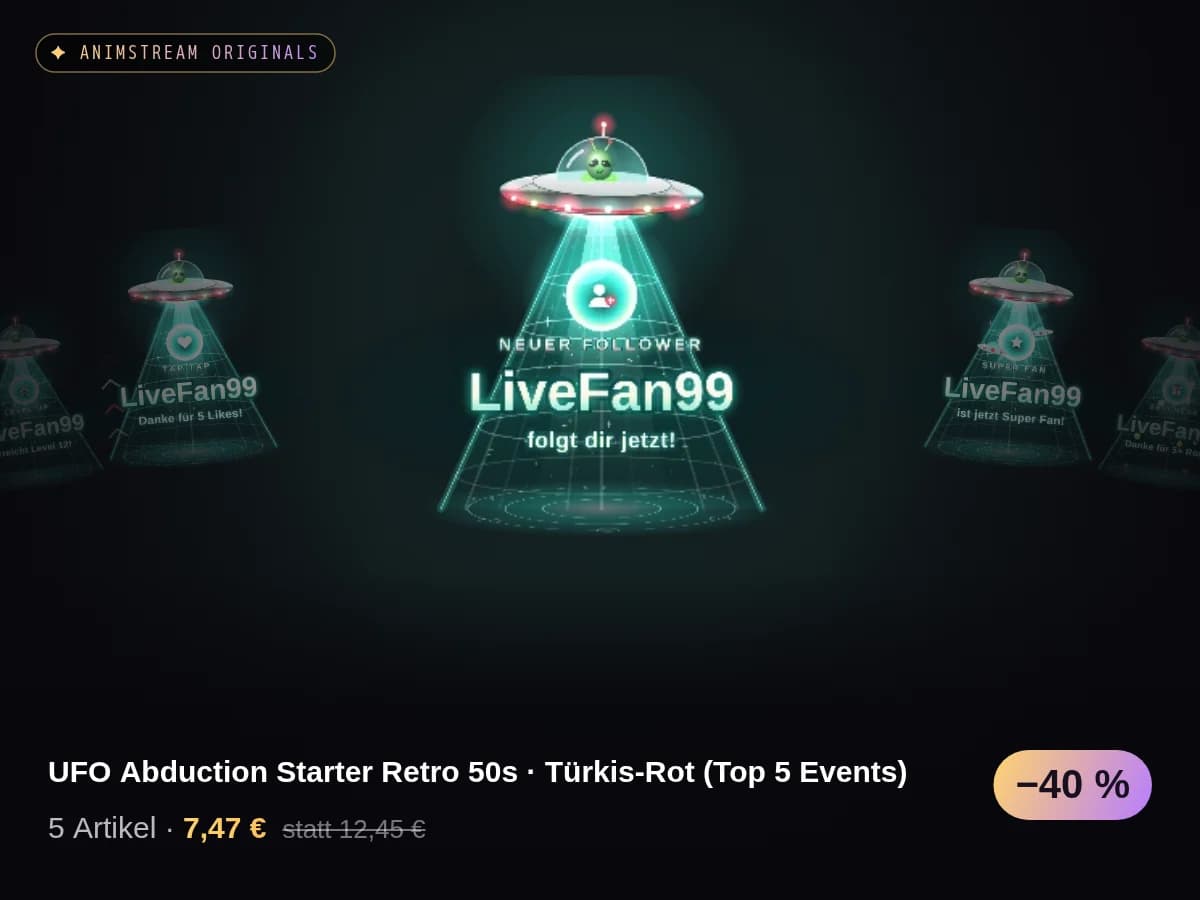 UFO Abduction Starter Retro 50s · Türkis-Rot (Top 5 Events)