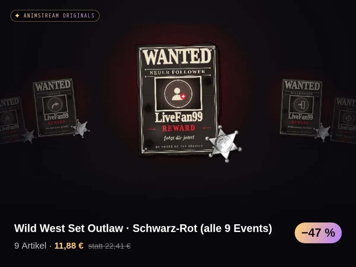 Wild West Set Outlaw · Schwarz-Rot (alle 9 Events)