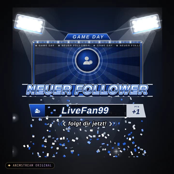 Neuer Follower Alert – Game Day Away · Blau-Silber