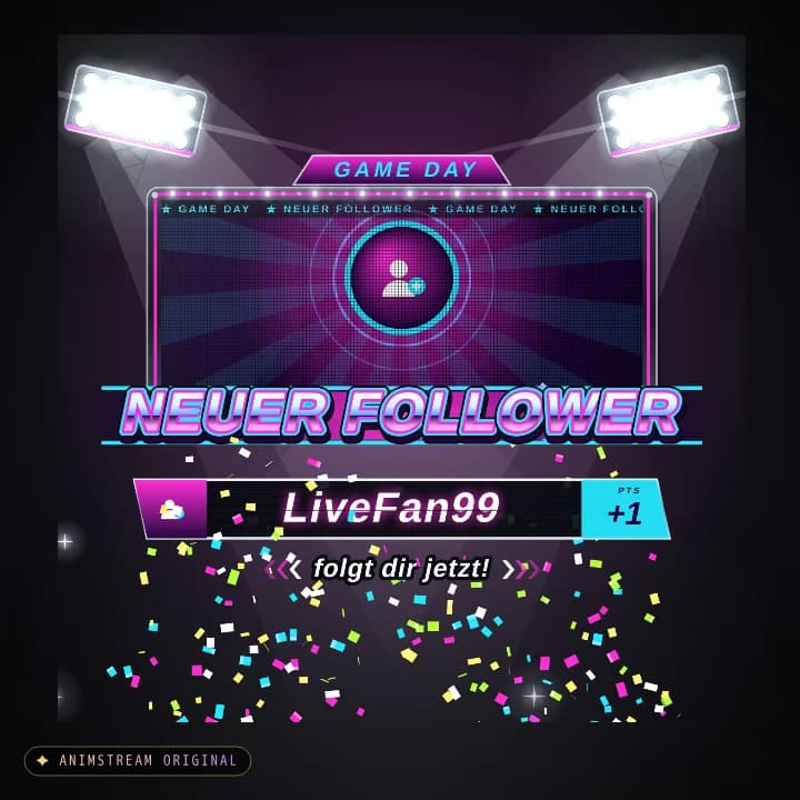 Neuer Follower Alert – Game Day Night Game · Neon