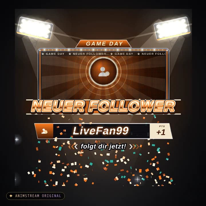 Neuer Follower Alert – Game Day Retro · Orange-Creme