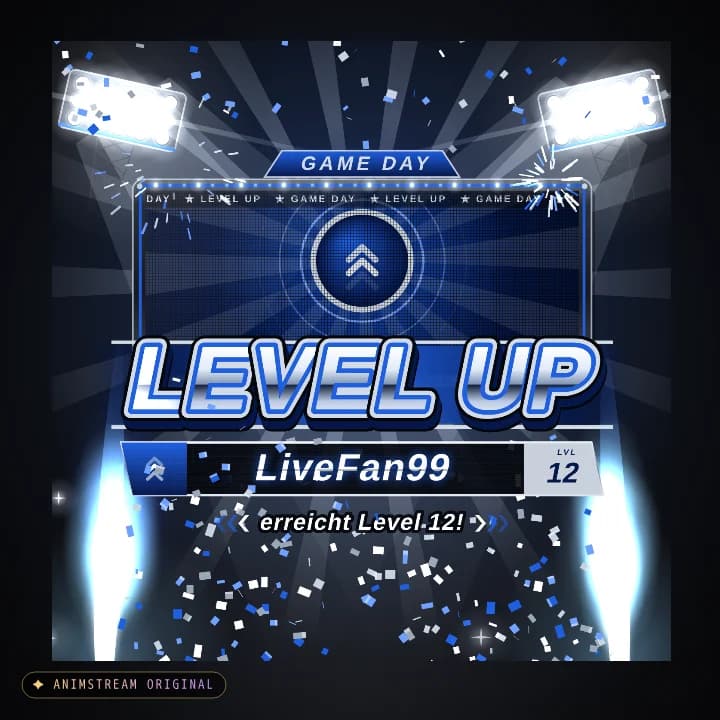 Level-Up Alert – Game Day Away · Blau-Silber