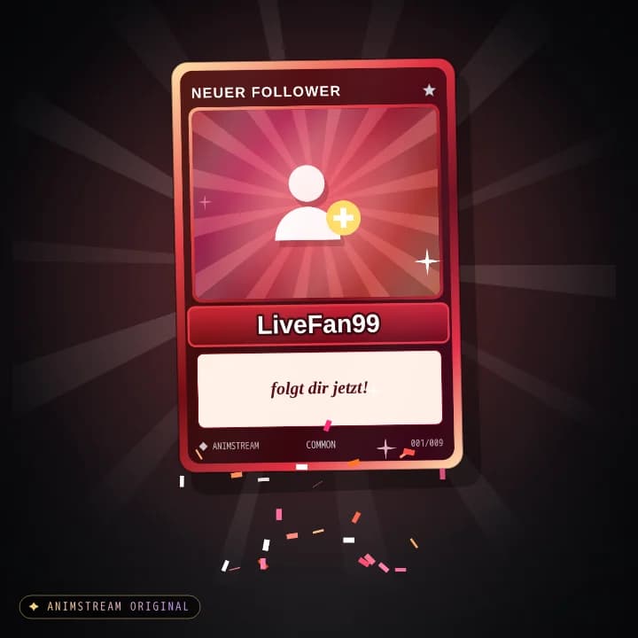 Neuer Follower Alert – Holo Card Karmesin