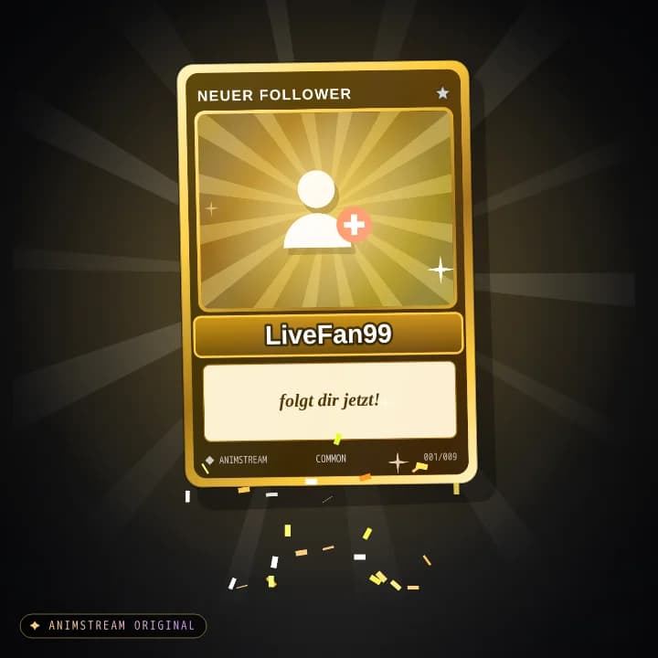 Neuer Follower Alert – Holo Card Goldfolie
