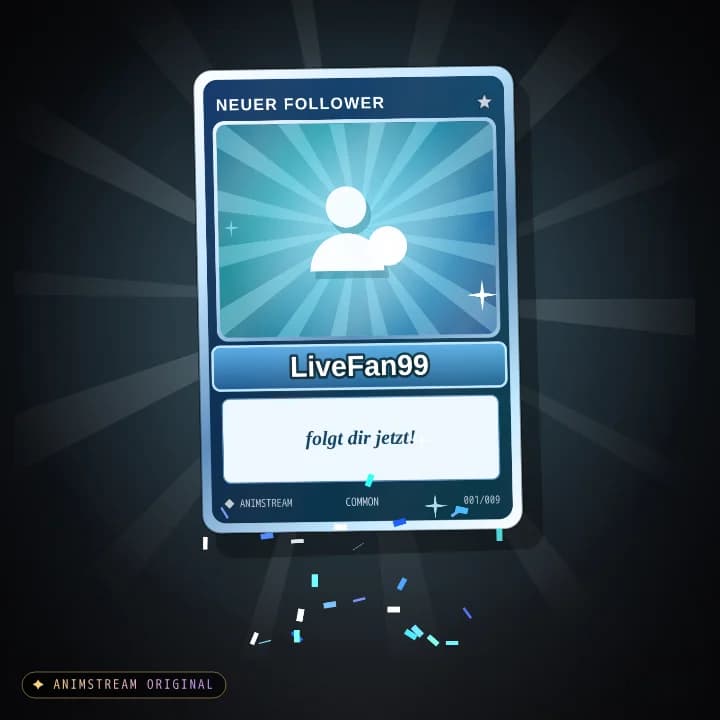 Neuer Follower Alert – Holo Card Eis-Silber