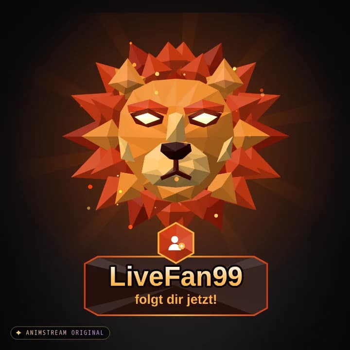 Neuer Follower Alert – Löwe Feuer (Low-Poly Beasts)