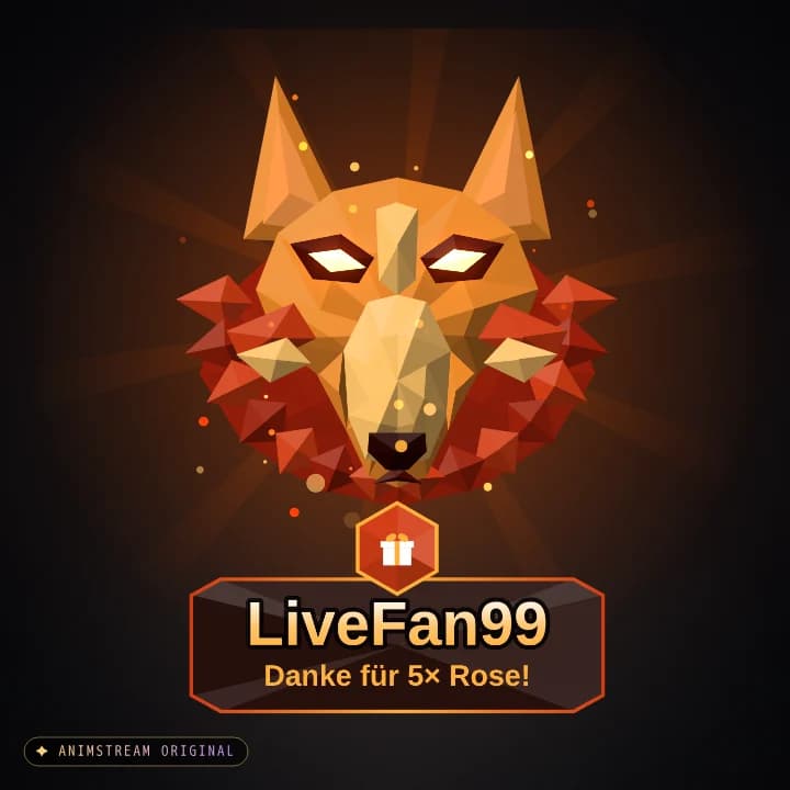 Geschenk-Danke Alert – Wolf Feuer (Low-Poly Beasts)