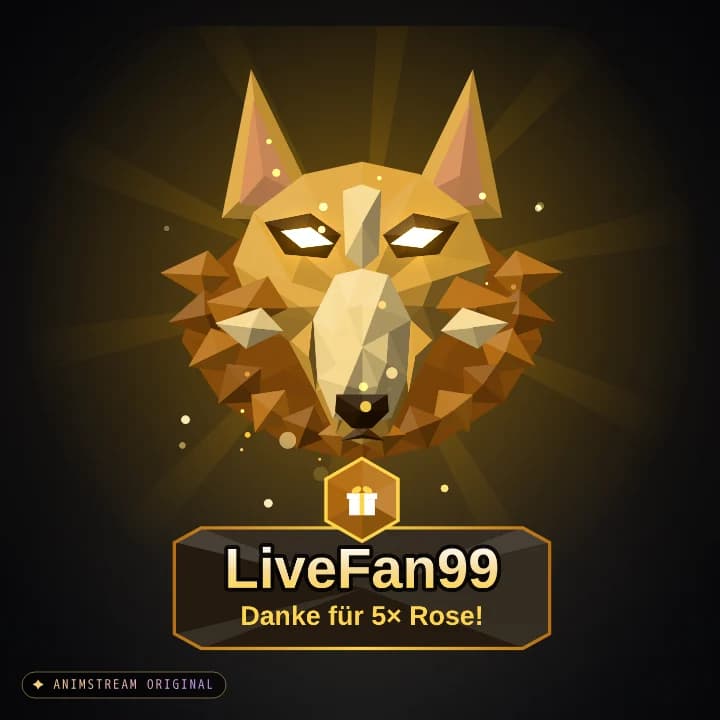 Geschenk-Danke Alert – Wolf Gold (Low-Poly Beasts)