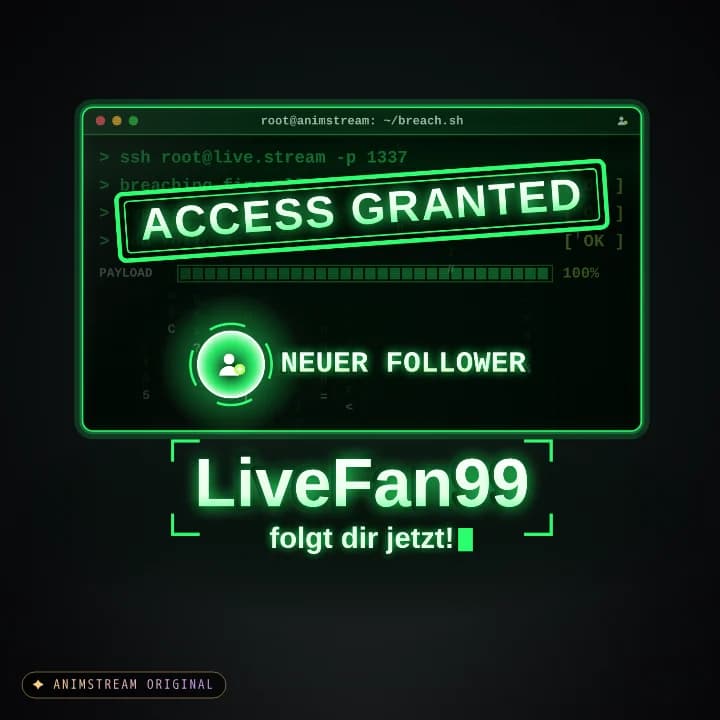 Neuer Follower Alert – System Hack Matrix · Grün
