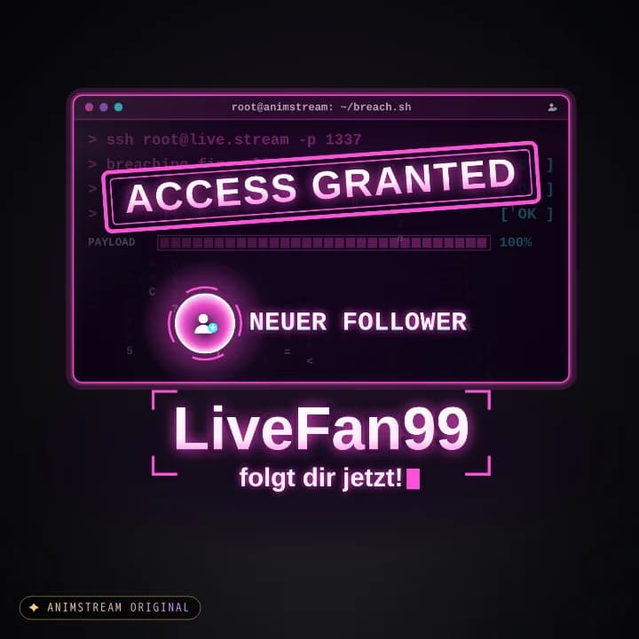 Neuer Follower Alert – System Hack Vapor · Pink-Cyan