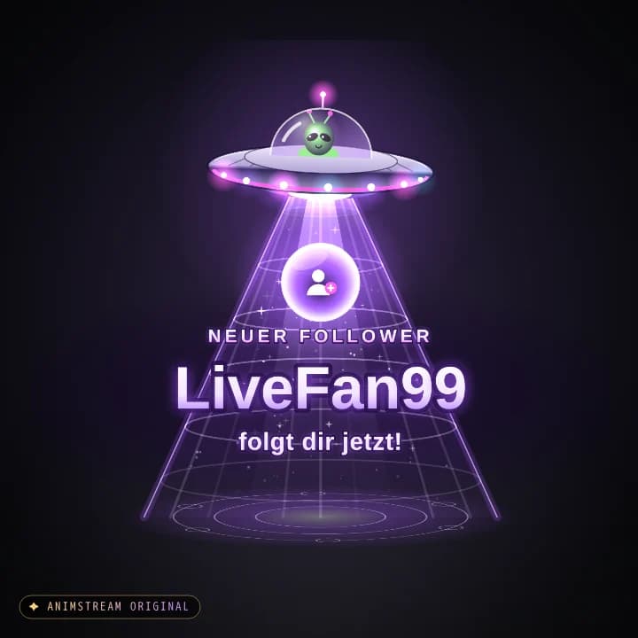 Neuer Follower Alert – UFO Abduction Cosmic · Violett