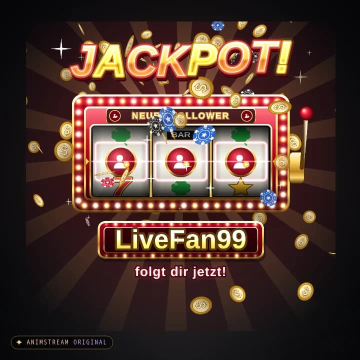 Neuer Follower Alert – Vegas Jackpot Classic · Rot-Gold