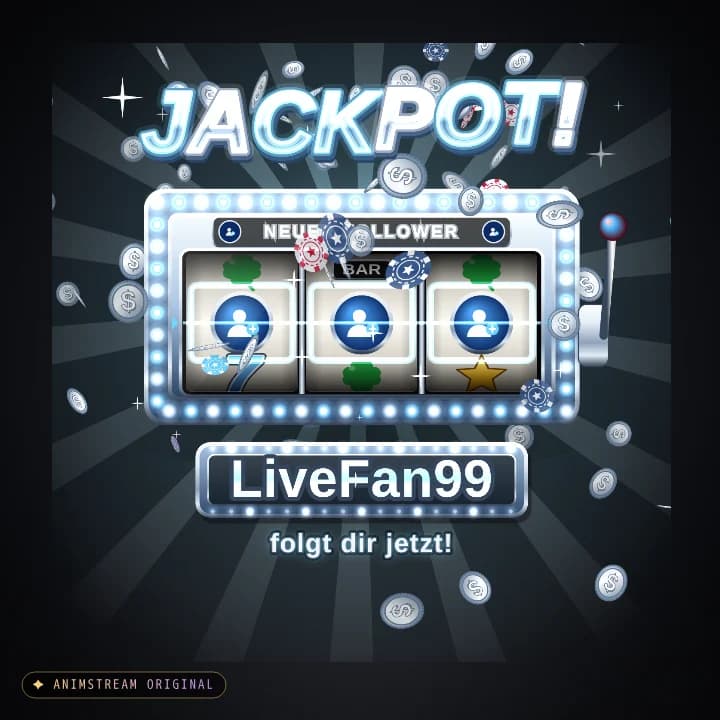 Neuer Follower Alert – Vegas Jackpot Diamond · Eis-Weiß