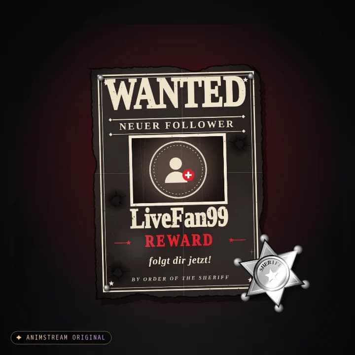 Neuer Follower Alert – Wild West Outlaw · Schwarz-Rot