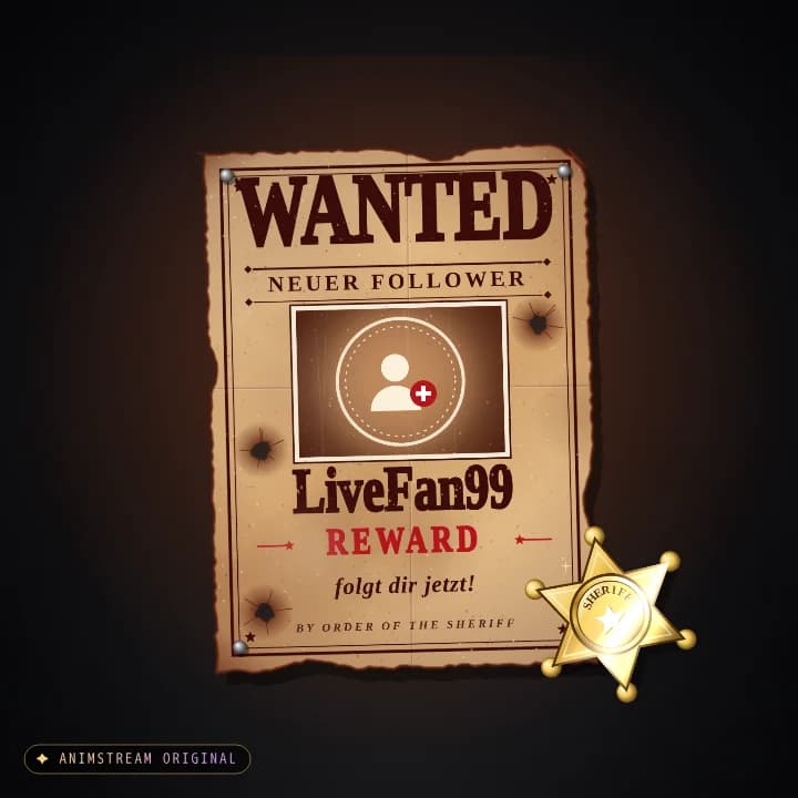 Neuer Follower Alert – Wild West Saloon · Holz-Rot