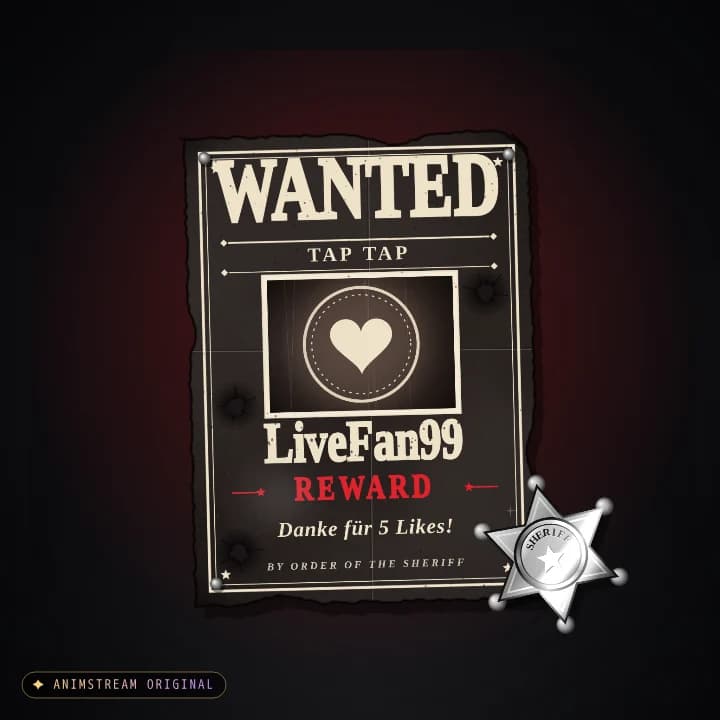 Like & Tap Tap Alert – Wild West Outlaw · Schwarz-Rot