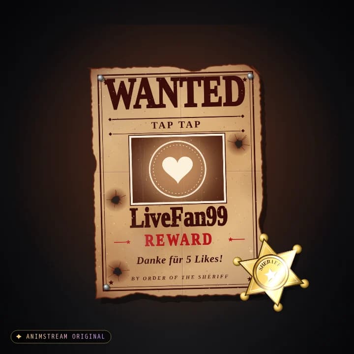 Like & Tap Tap Alert – Wild West Saloon · Holz-Rot