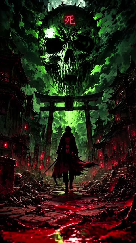 Greenscreen Background/ Video Animation - Anime/Skull