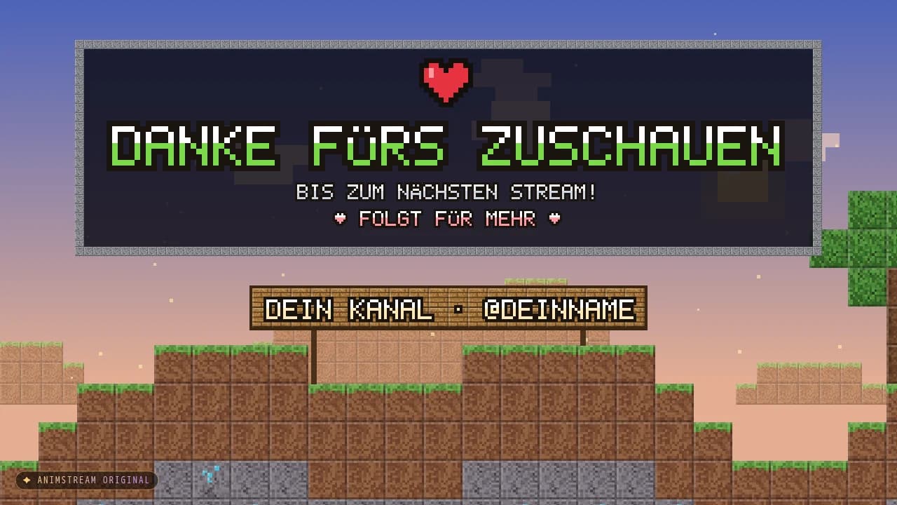 Stream-Ende-Szene – Blockcraft Grasland