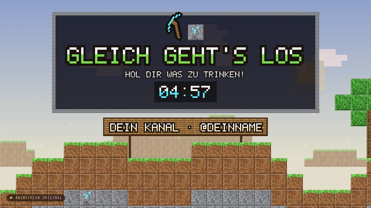 Starting Soon-Szene – Blockcraft Grasland