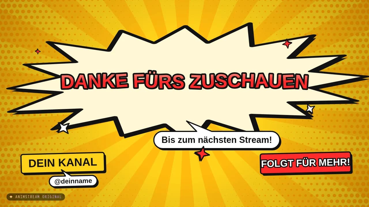 Stream-Ende-Szene – Comic Burst Klassik