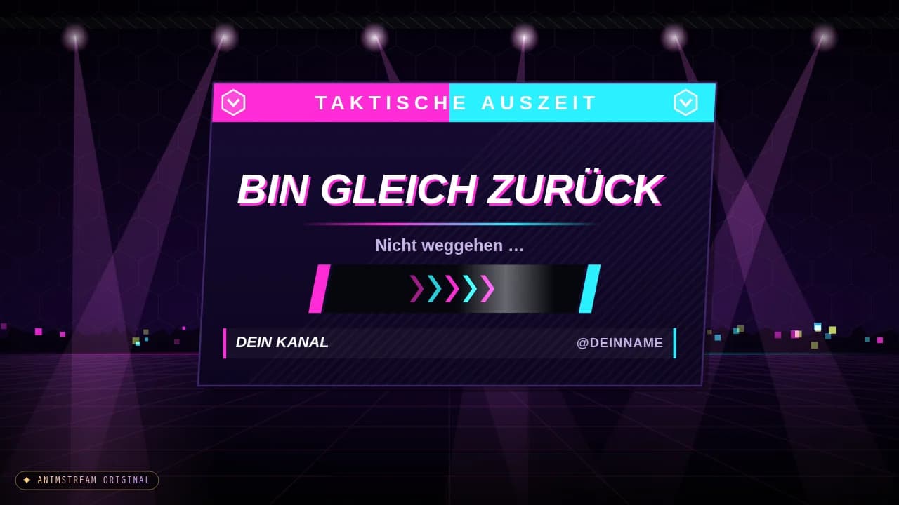 Bin gleich zurück-Szene – Esports Broadcast Neon