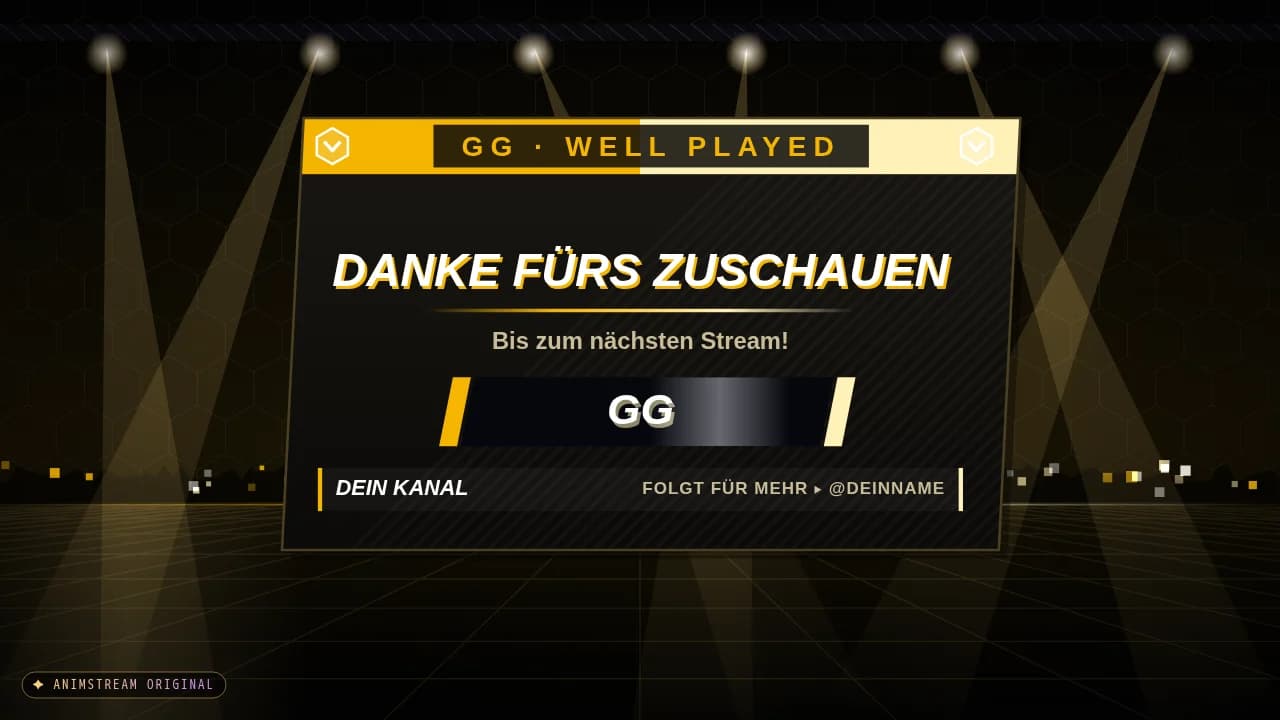 Stream-Ende-Szene – Esports Broadcast Schwarz-Gold