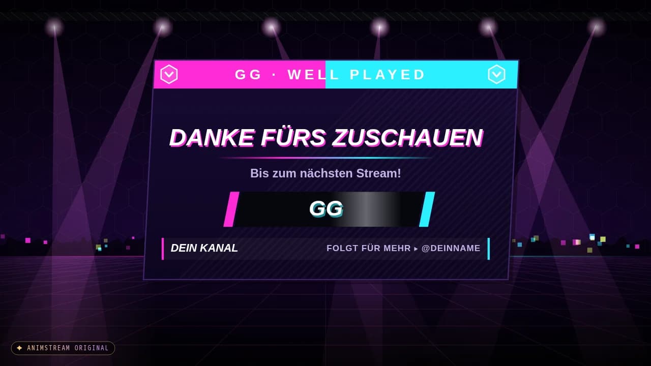 Stream-Ende-Szene – Esports Broadcast Neon