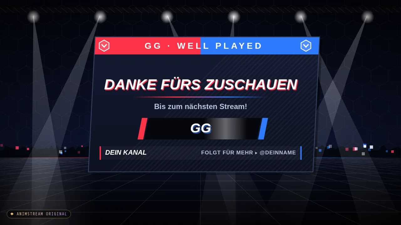 Stream-Ende-Szene – Esports Broadcast Rot vs. Blau