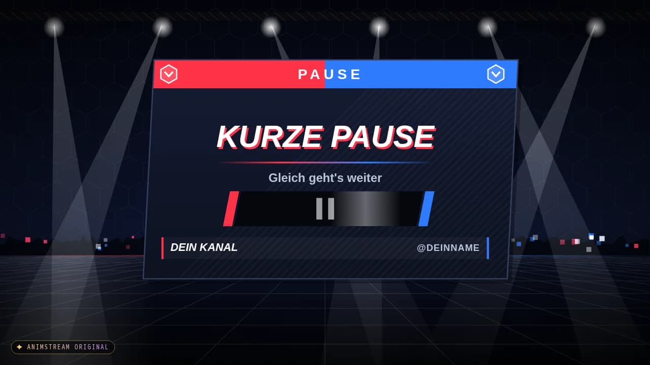 Pause-Szene – Esports Broadcast Rot vs. Blau